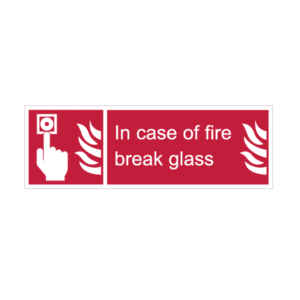 In case of fire break glass Sign IMOH123